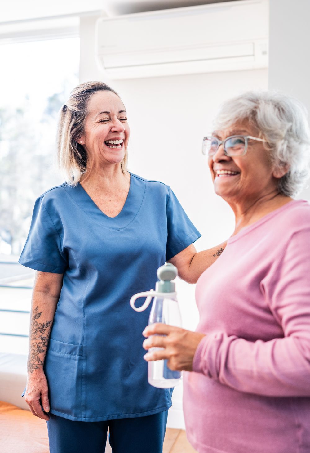caregiver talking with a senior