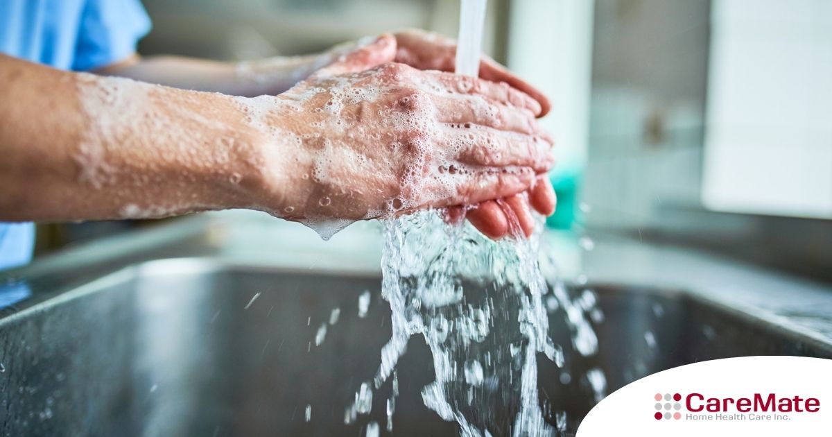 Observing hand hygiene as a part of caregiver wellness during flu season.